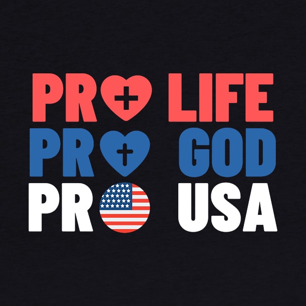 Pro Life Pro God Pro USA by FunnyStylesShop